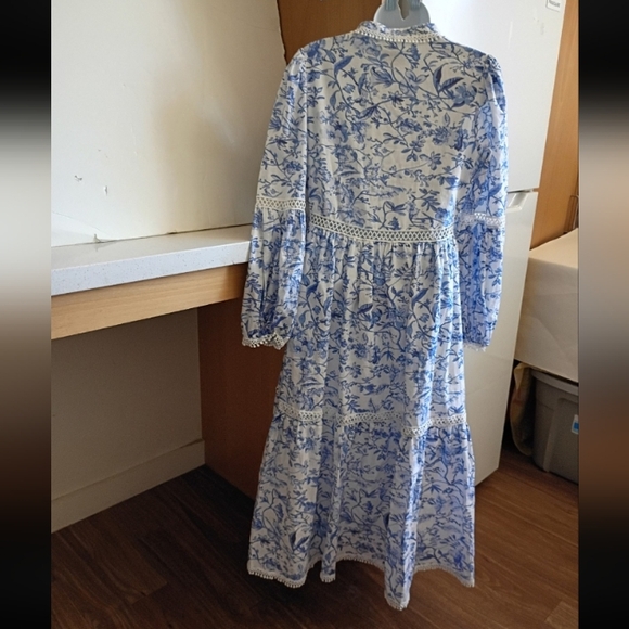 Petite Maison Kids Jaylin Blue/White Linen Mom Dress sz XS - Picture 5 of 14